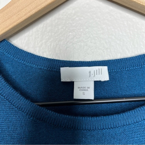 J. Jill Women Sweatshirt Small Blue Tunic 3/4 Sleeve Knit Round Neck Wool blend - Picture 7 of 9